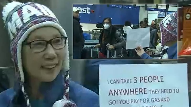 Jodie Rush said she would drive stranded passengers to their destinations.