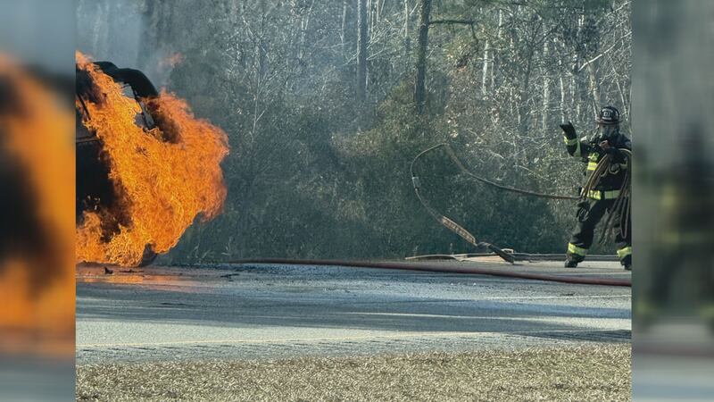 Fire crews were called to the scene of a car fire on I-140 (2024).