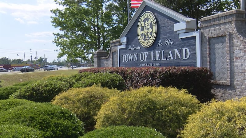 Town of Leland sign in Brunswick County, North Carolina