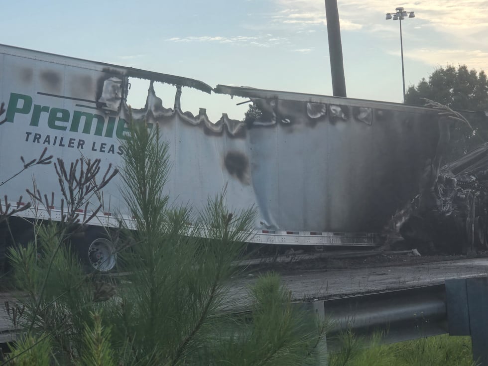 An 18-wheeler has crashed and caught on fire in Whiteville.