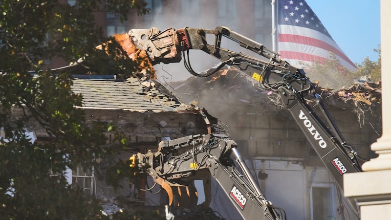 Work continues on the demolition of a part of the East Wing of the White House, Tuesday, Oct....