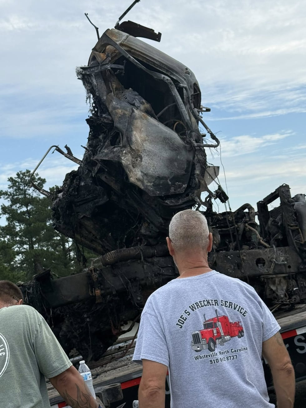 An 18-wheeler and has crashed and caught on fire in Whiteville.
