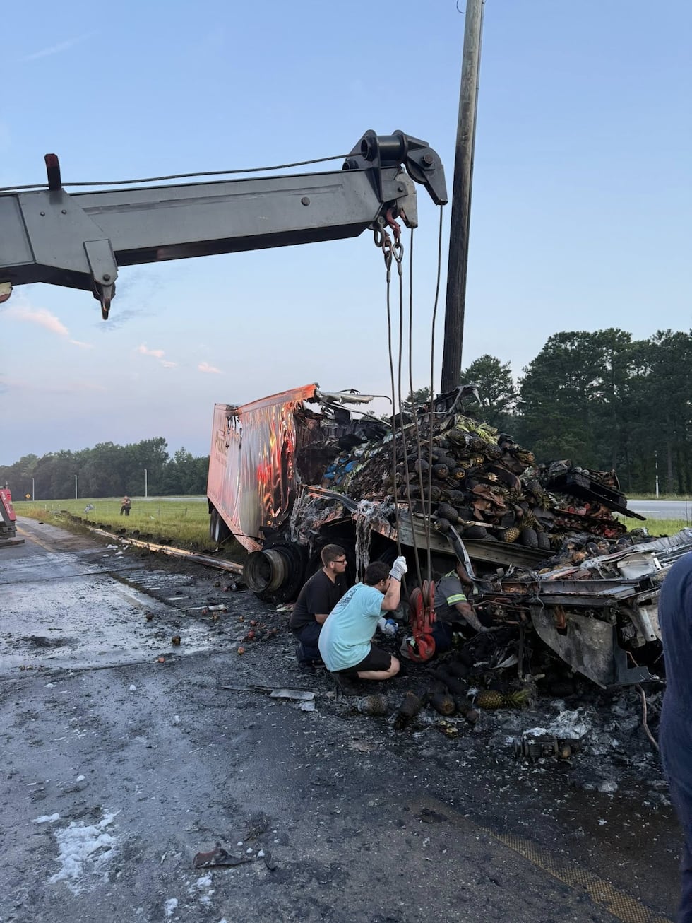 18-wheeler crashes and catches on fire in Whiteville.