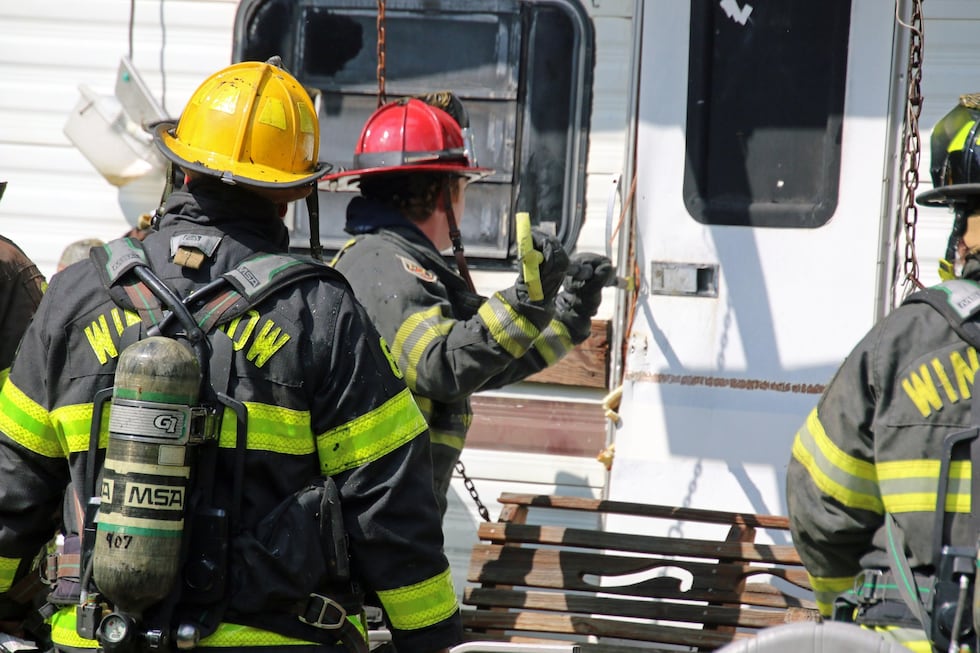 Winnabow firefighters battle large camper fire