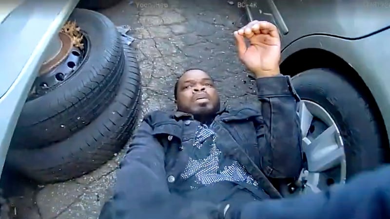 In this photo taken from video released by the Bridgeport Police Department, Dyshan Best looks...