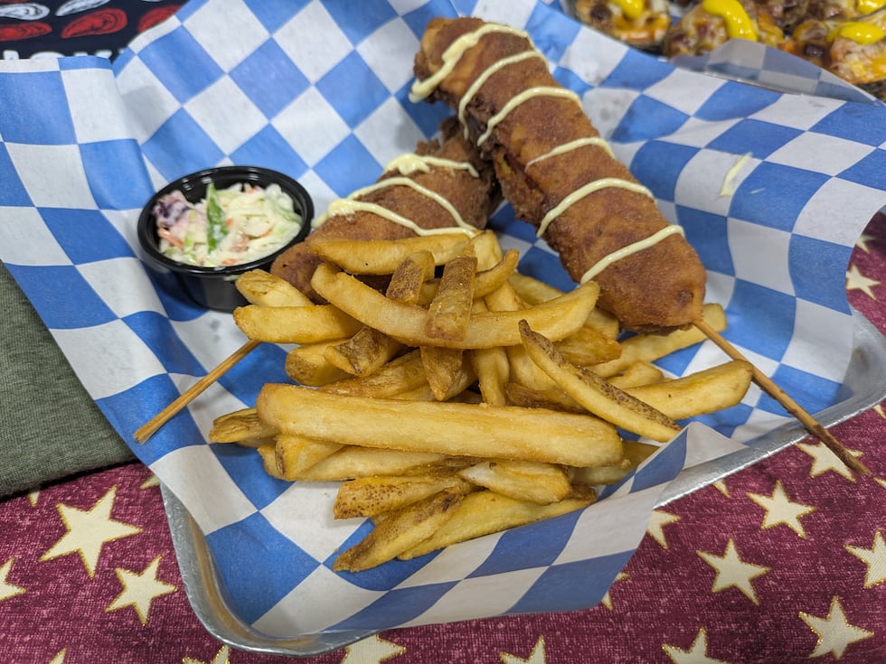 Hand-battered corn dogs that are certainly not an "L-7 weenie."