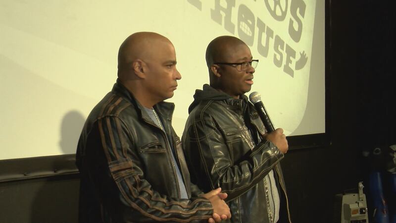 The directors of "KILLA HILL" address the audience at the exclusive screening of their...