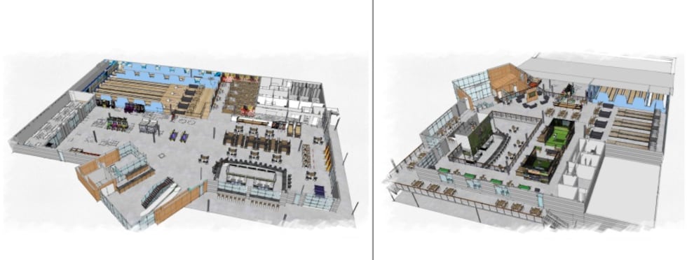 Rendered from the first and second floor of the strike entertainment complex