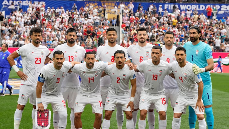 Iran team pose for a group photo prior to the World Cup Group G soccer match between Belgium...