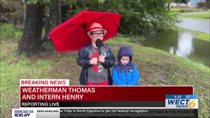 Thomas Strickland delivered his first on air weather forecast this morning along side WECT’s...