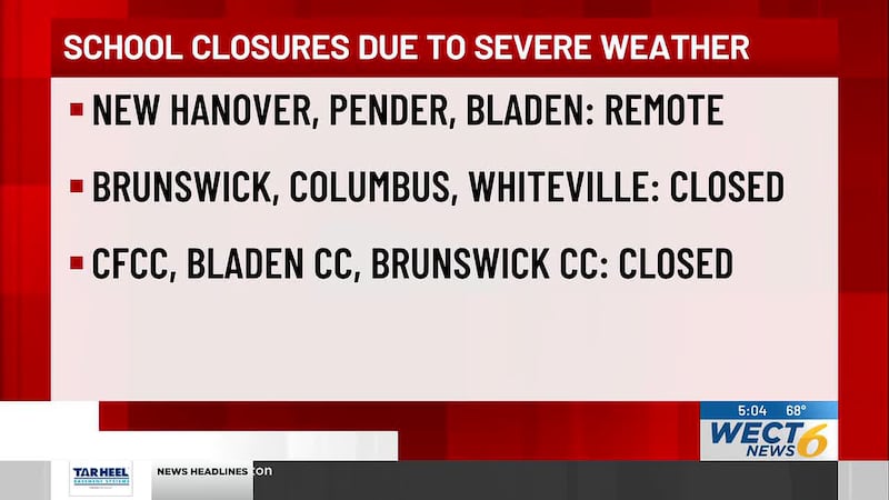 School districts across southeastern North Carolina are announcing changes due to severe...