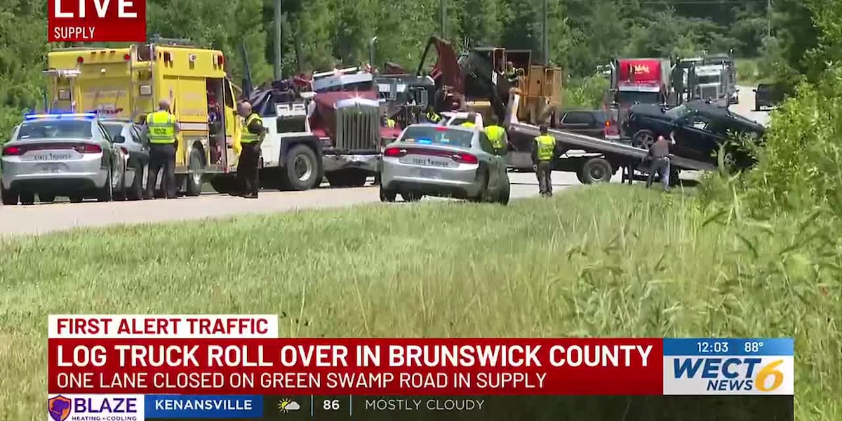 TRAFFIC ALERT: Logging truck rollover impacting traffic on 211 in Brunswick County