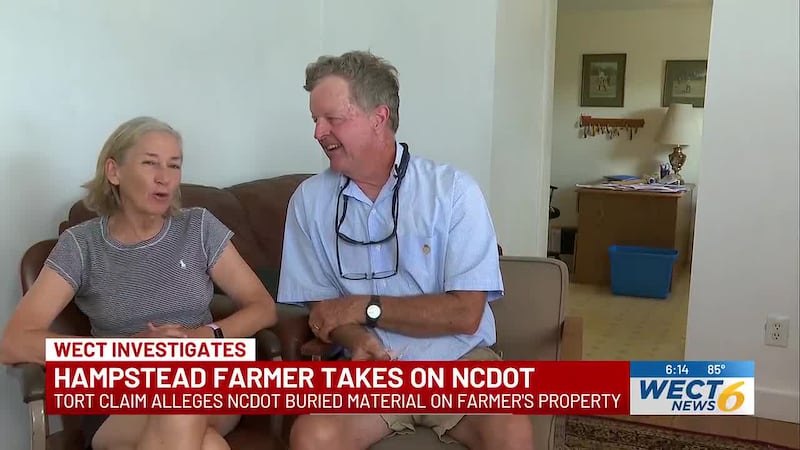 A Hampstead blueberry farmer alleges North Carolina Department of Transportation employees...