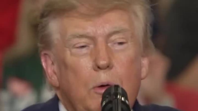 A heckler yelled at Trump during Wednesday's rally in Ohio. (POOL)