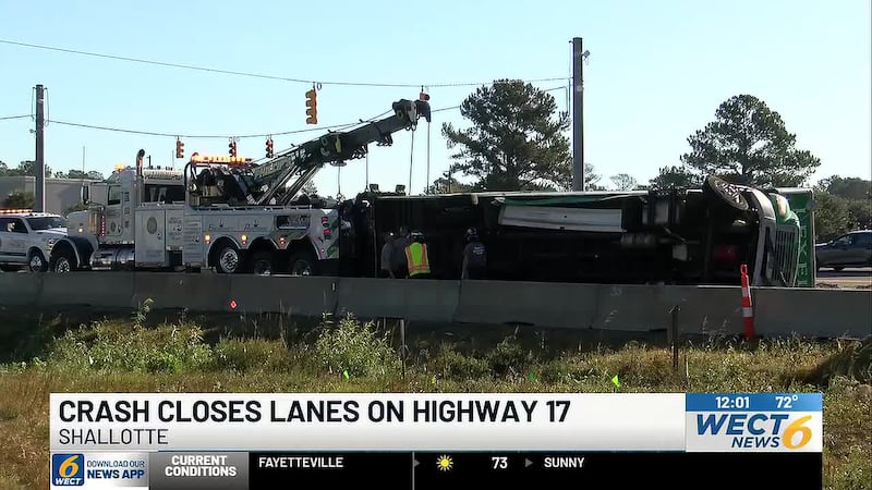 A collision involving an overturned box truck and a jackknifed tractor-trailer has shut down...